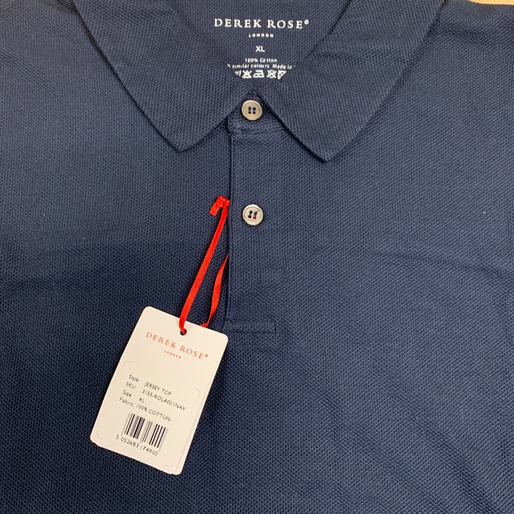 Derek Rose Navy Pique Polo